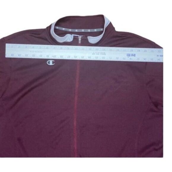Champion Track Jacket Burgundy Logo C Full Zip - Picture 4 of 7